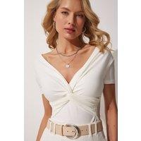 Happiness Istanbul Women's Viscose Blend Blouse in White | Size: Medium