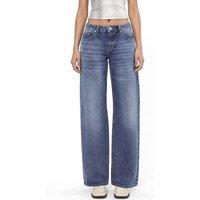 Squalo Women's Wide Leg Cotton Jeans in Blue | Size: Small