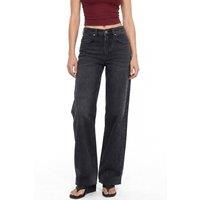 Squalo Women's High Waist Wide Leg Cotton Jeans in Black | Size: XL