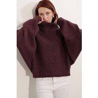 Big Dart Women's Knitted Sweater in Burgundy