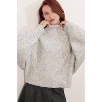 Big Dart Women's Knitted Sweater in Light Grey