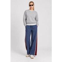 Happiness Istanbul Women's Wide-Leg Side Panel Pants in Indigo | Size: Large