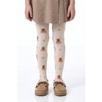 Penti Women's Pretty Teddy Star Bear Print Cotton Tights in Off-White | Size: 1