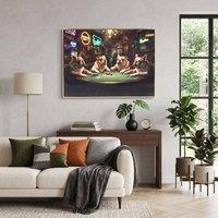HOME LUXE INTERIOR Home Luxe Bulldogs Poker Wall Art 50x70cm Funny Framed Dog Picture Art | Size: 50x70 cm