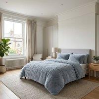 HOME LUXE INTERIOR Silver Cuddly Faux Fur Long Pile Duvet Set Soft Fluffy Shaggy Bedding | Size: Single