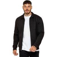 Enzo Men's Full Zip Collared Sweatshirt in Black | Size: Large