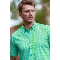 CLAUDIO LUGLI Men's Pixel Check Short Sleeve Shirt in Green | Size: Large