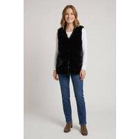 Izabel London Women's Faux Fur Longline Open Front Gilet in Black | Size: Large