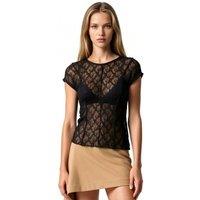 Busem Women's Lace Short Sleeve Blouse in Black | Size: Medium