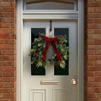 Charles Bentley 55cm Wreath with Red Bow & Berries in Green