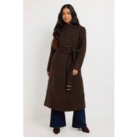 Wallis Women's Petite Belted Maxi Coat in Chocolate | Size: 12