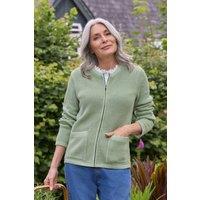 WoolOvers Women's Zip Through Pocket Cardigan in Green | Size: Large