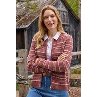 WoolOvers Women's Zip Through Textured Cardigan in Raspberry | Size: Large