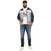 Jack & Jones Men's Colour Block Hooded Bomber Jacket in Navy | Size: 3XL