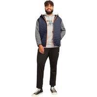Jack & Jones Men's Quilted Ribbed Cuff Plus Puffer Jacket in Navy | Size: 6XL