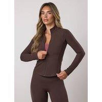 Gym King Women's Womens Peach Luxe Full Zip Jacket Dark Chocolate | Size: 16 inches