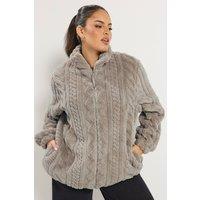 Yours Women's Textured Zip Through Fleece in Grey | Size: 30-32