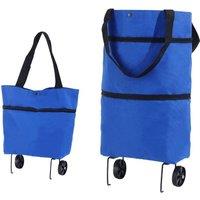 YnysTec Lightweight Folding Shopping Trolley 2 Wheels Bag Cart Luggage in Blue