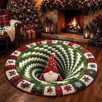 YnysTec Round Christmas Rug 3D Printed Illusion Carpet Anti Slip Soft Mat in Light Green | Size: 100 cm x 100 cm
