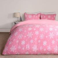 OHS Snowflake Teddy Fleece Duvet Cover Bedding Winter Christmas in Light Pink | Size: Single