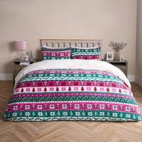 OHS Xmas Nordic Festive Sherpa Bedding Set Duvet Cover with Pillowcase | Size: King