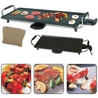 Trendi Electric Teppanyaki Grill with 8 Spatulas & Adjustable Temperature in Black