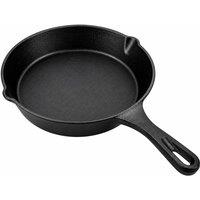 Chabrias Ltd Chabrias 25cm Pre-Seasoned Cast Iron Skillet Frying Pan Non-Stick in Black