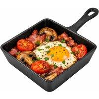 Chabrias Ltd Chabrias 13cm Square Pre-Seasoned Cast Iron Skillet Non-Stick Fry Pan in Black