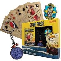 One Piece Officially Licensed Gift Set - Playing Cards, Keyring, Pin Badge in Yellow