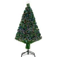 AKA 4ft Pre-Lit Fibre Optic Christmas Tree, Tree Topper, Multicolour in Green
