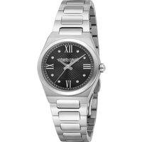 Roberto Cavalli Women's Silver Color Case, Black Dial, Stainless Steel Metal Bracelet, 5 ATM