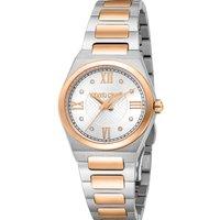 Roberto Cavalli Women's Two Tone Silver & Rose Gold, Silver Dial, 3 Hands, 5 ATM