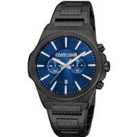 Roberto Cavalli Men's Black Color Case/bracelet, Dark Blue Dial, Chronograph, 10 ATM