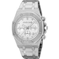 Roberto Cavalli Men's Silver Dial Stainless Steel Metal Bracelet Chronograph 3 ATM Watch