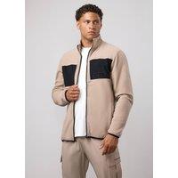 Gym King Men's Mens Polar Fleece Jacket Borg Chest Side Zip Pockets Regular Fit in Taupe | Size: 2XL
