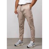 Gym King Men's Cargo Trousers Precision Woven Regular Tapered Warm Taupe | Size: XS