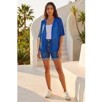 Roman Women's Sequin Edge To Edge Cardigan in Royal | Size: 20