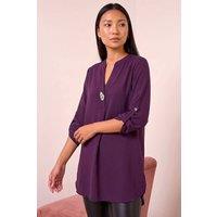 Roman Women's Button Front Longline Top in Purple | Size: 10
