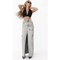 Squalo Women's Cotton Skirt in Mid Blue | Size: Small