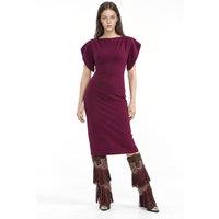 Busem Women's Crew Neck Midi Dress in Burgundy | Size: Small