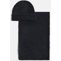Dilvin Women's Knit Hat & Scarf Set in Black