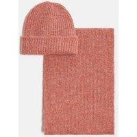 Dilvin Women's Knit Hat & Scarf Set in Dusty Pink
