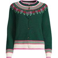 Lands' End Women's Plus Fair Isle Drifter Cardigan in Bottle Green | Size: 1X