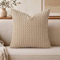 YnysTec Soft Plain Plush Cushion Cover Sofa Throw Pillow Case 16 18 20 in Khaki | Size: 40 cm x 40 cm