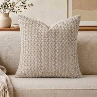 YnysTec Soft Plain Plush Cushion Cover Sofa Throw Pillow Case 16 18 20 in Beige | Size: 40 cm x 40 cm