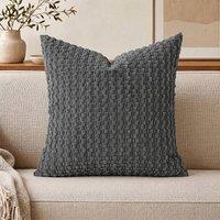 YnysTec Soft Plain Plush Cushion Cover Sofa Throw Pillow Case 16 18 20 in Dark Grey | Size: 40 cm x 40 cm