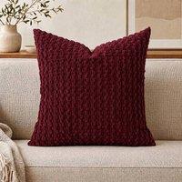 YnysTec Soft Plain Plush Cushion Cover Sofa Throw Pillow Case 16 18 20 in Burgundy | Size: 40 cm x 40 cm