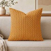 YnysTec Soft Plain Plush Cushion Cover Sofa Throw Pillow Case 16 18 20 in Yellow | Size: 40 cm x 40 cm