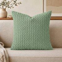 YnysTec Soft Plain Plush Cushion Cover Sofa Throw Pillow Case 16 18 20 in Pale Green | Size: 45 cm x 45 cm