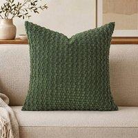 YnysTec Soft Plain Plush Cushion Cover Sofa Throw Pillow Case 16 18 20 in Dark Green | Size: 45 cm x 45 cm